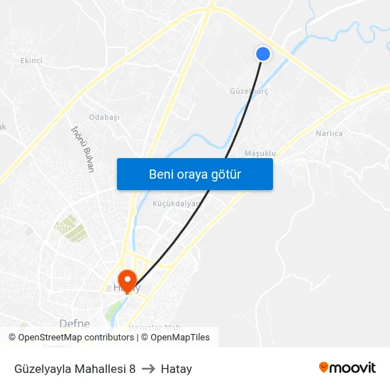 Güzelyayla Mahallesi 8 to Hatay map