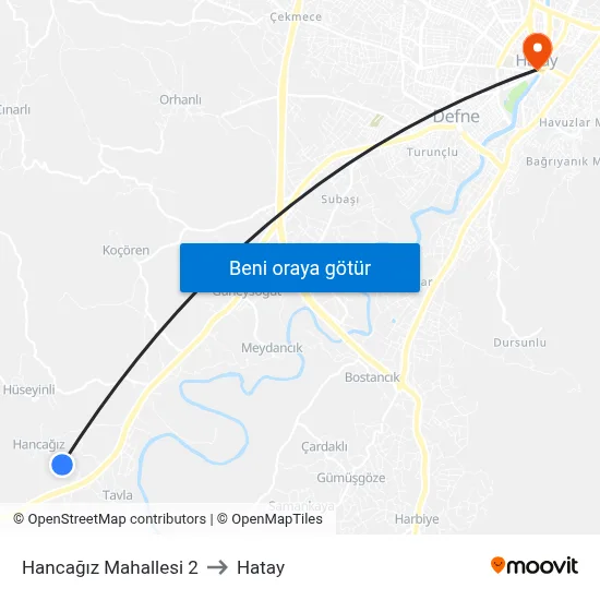 Hancağız Mahallesi 2 to Hatay map