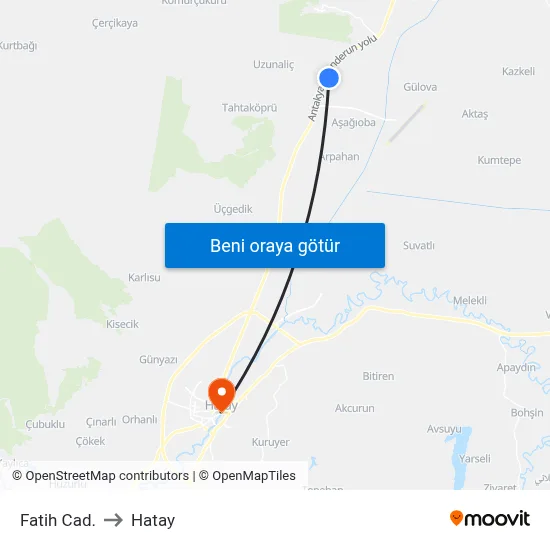 Fatih Cad. to Hatay map