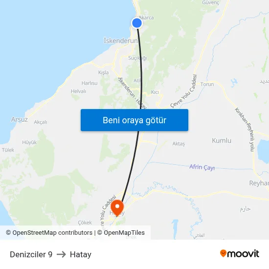 Denizciler 9 to Hatay map