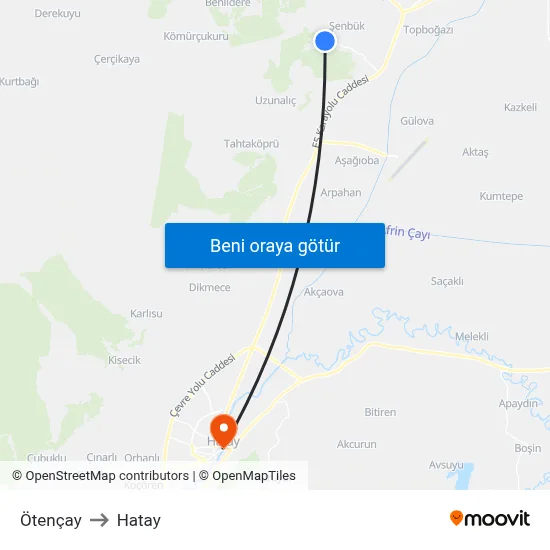 Ötençay to Hatay map