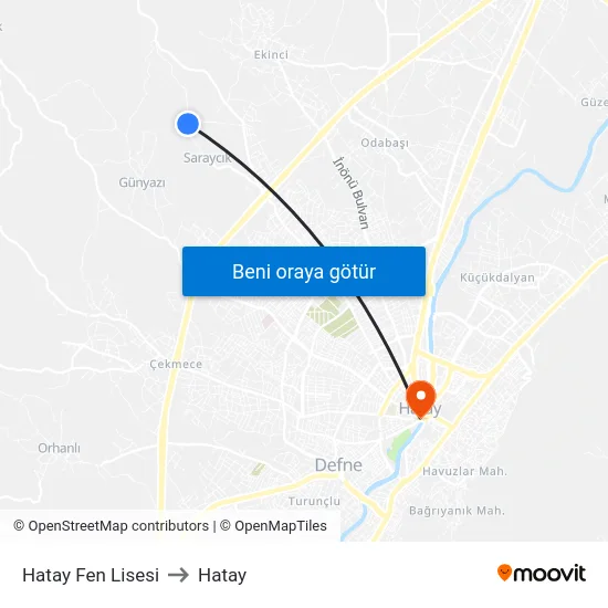Hatay Fen Lisesi to Hatay map
