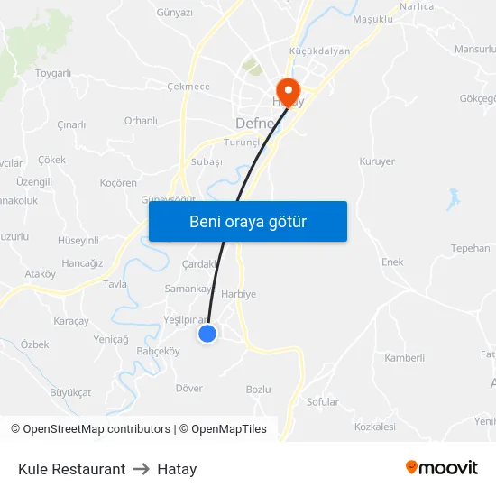 Kule Restaurant to Hatay map