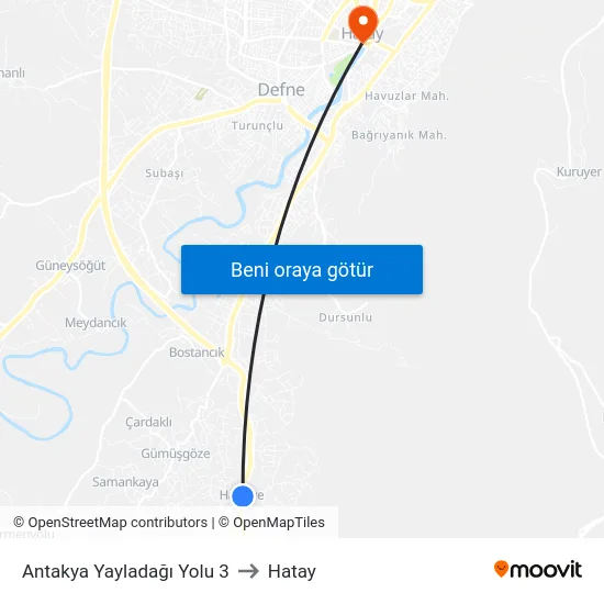 Antakya Yayladağı Yolu 3 to Hatay map