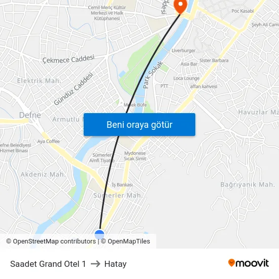 Saadet Grand Otel 1 to Hatay map