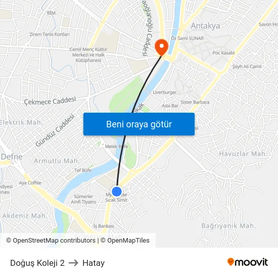 Doğuş Koleji 2 to Hatay map