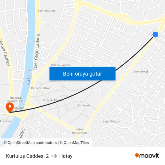 Kurtuluş Caddesi 2 to Hatay map