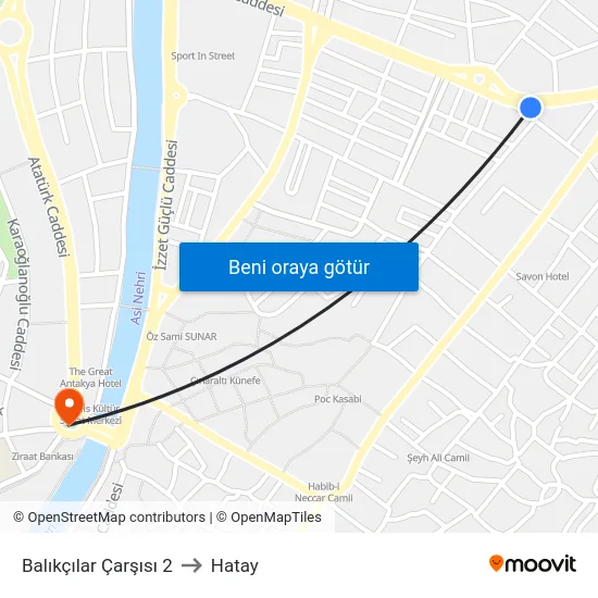 Balıkçılar Çarşısı 2 to Hatay map