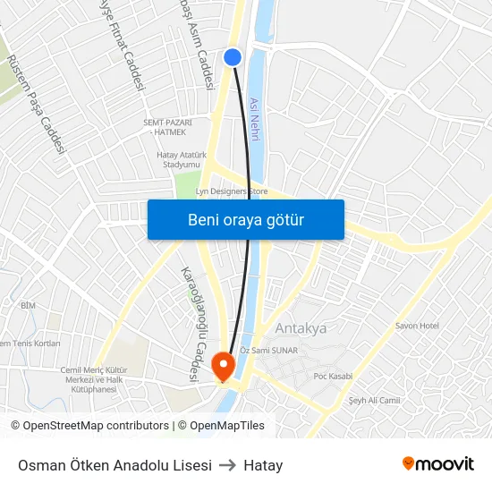 Osman Ötken Anadolu Lisesi to Hatay map