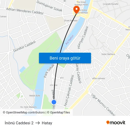 İnönü Caddesi 2 to Hatay map