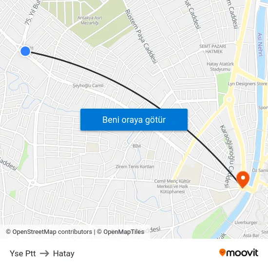 Yse Ptt to Hatay map