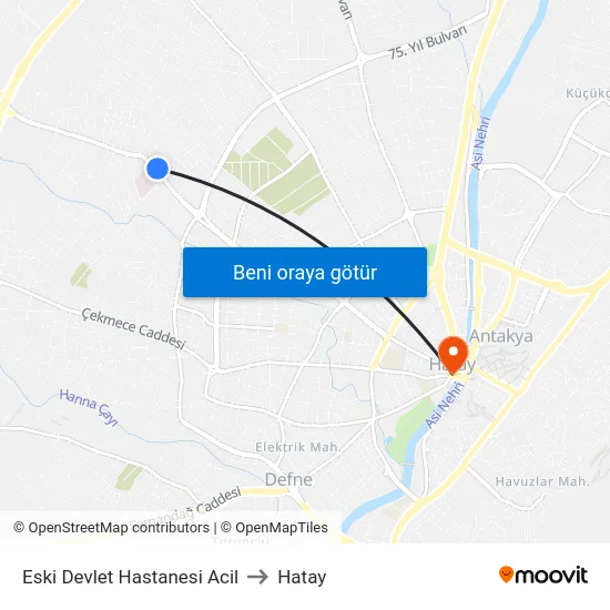 Eski Devlet Hastanesi Acil to Hatay map
