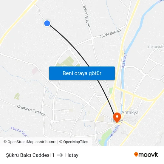 Şükrü Balcı Caddesi 1 to Hatay map