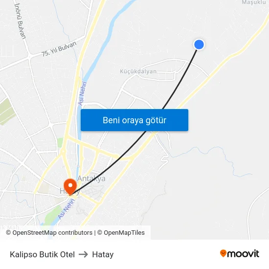 Kalipso Butik Otel to Hatay map