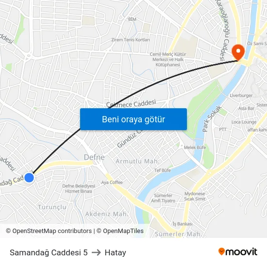 Samandağ Caddesi 5 to Hatay map