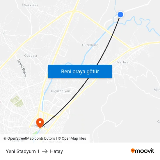 Yeni Stadyum 1 to Hatay map