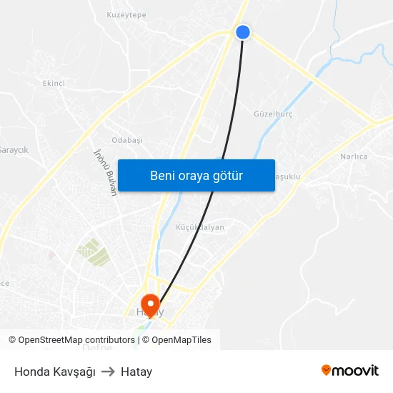 Honda Kavşağı to Hatay map