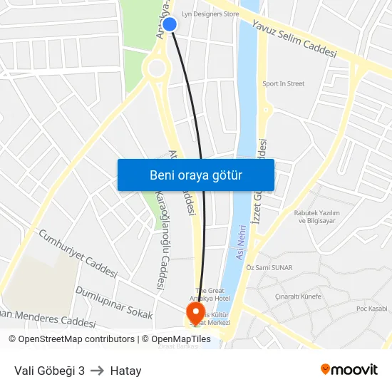 Vali Göbeği 3 to Hatay map