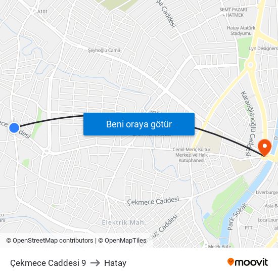 Çekmece Caddesi 9 to Hatay map