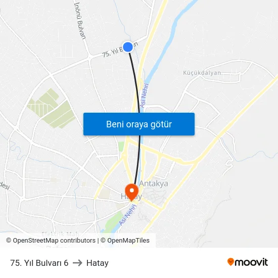 75. Yıl Bulvarı 6 to Hatay map