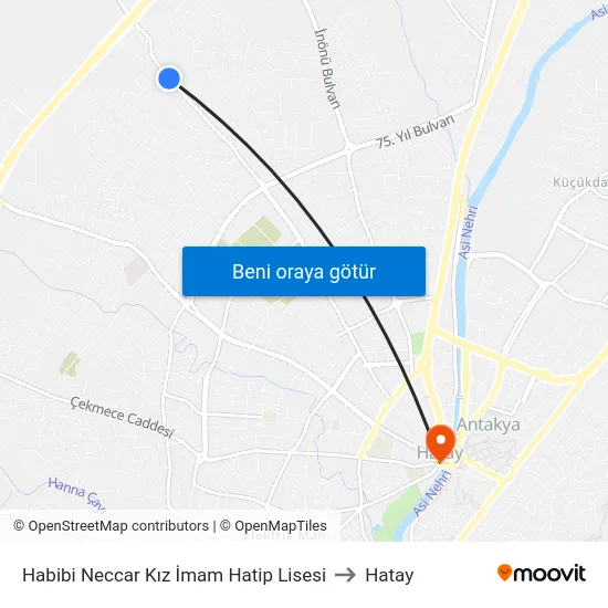 Habibi Neccar Kız İmam Hatip Lisesi to Hatay map