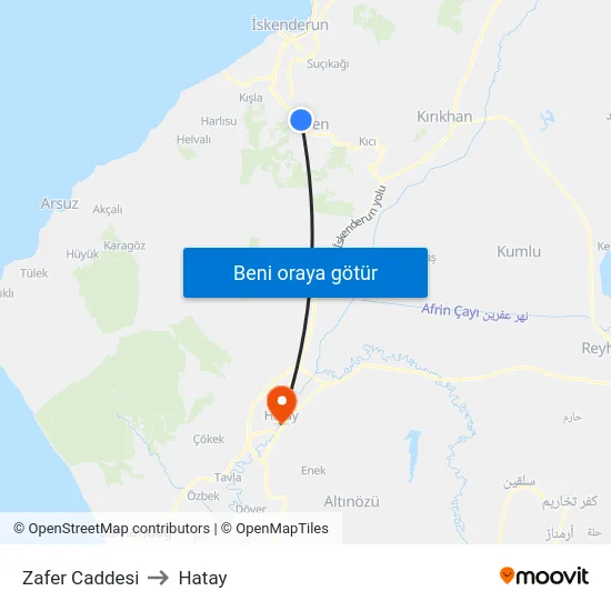 Zafer Caddesi to Hatay map