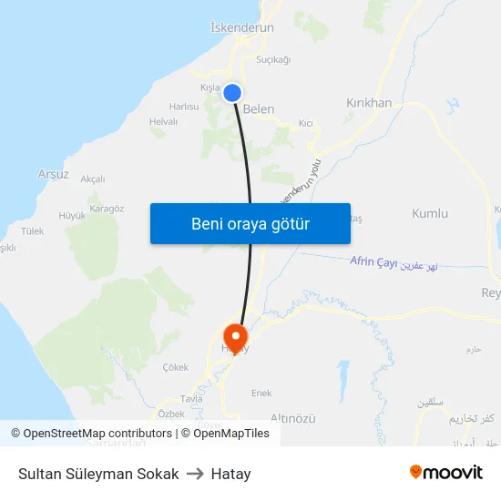 Sultan Süleyman Sokak to Hatay map
