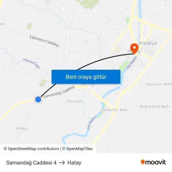 Samandağ Caddesi 4 to Hatay map