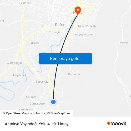 Antakya Yayladağı Yolu 4 to Hatay map
