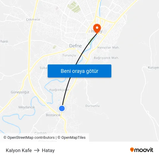 Kalyon Kafe to Hatay map