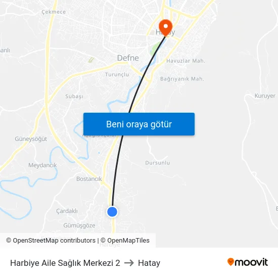 Harbiye Aile Sağlık Merkezi 2 to Hatay map