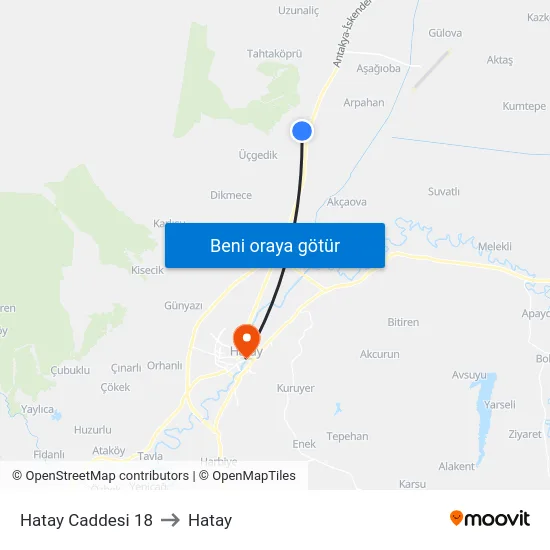 Hatay Caddesi 18 to Hatay map
