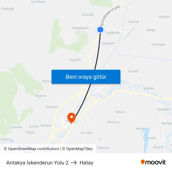 Antakya İskenderun Yolu 2 to Hatay map