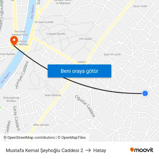 Mustafa Kemal Şeyhoğlu Caddesi 2 to Hatay map