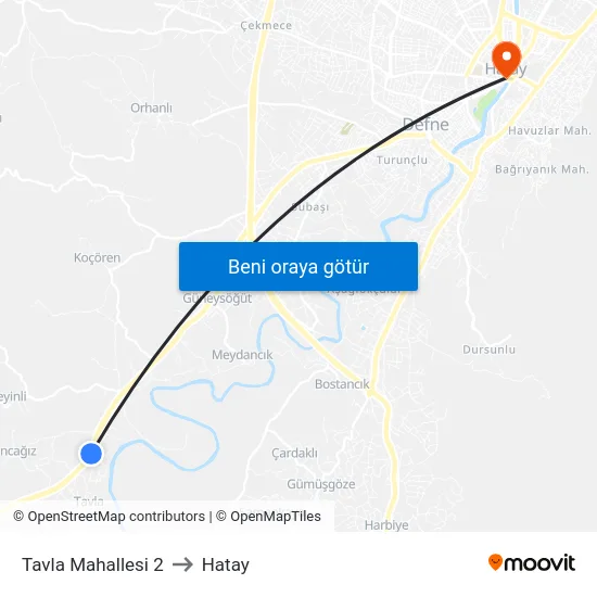 Tavla Mahallesi 2 to Hatay map