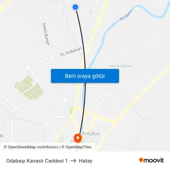 Odabaşı Kavaslı Caddesi 1 to Hatay map