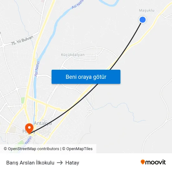 Barış Arslan İlkokulu to Hatay map