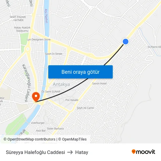 Süreyya Halefoğlu Caddesi to Hatay map