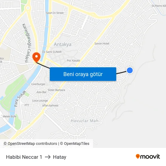Habibi Neccar 1 to Hatay map