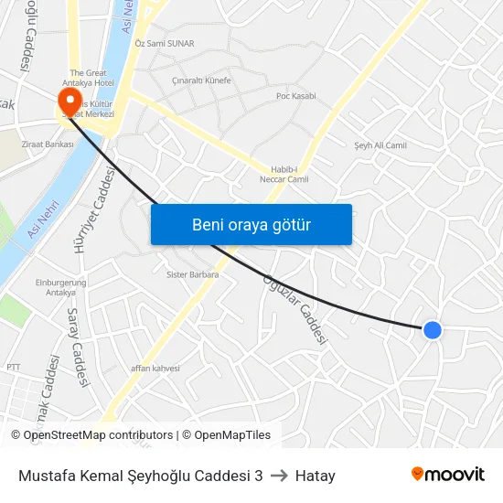 Mustafa Kemal Şeyhoğlu Caddesi 3 to Hatay map