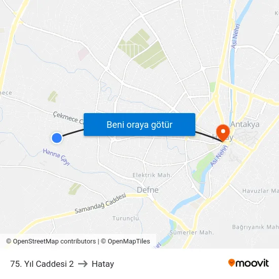 75. Yıl Caddesi 2 to Hatay map