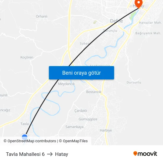 Tavla Mahallesi 6 to Hatay map