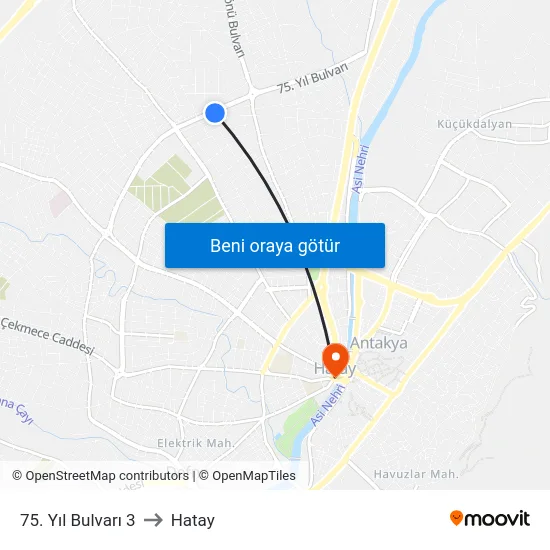 75. Yıl Bulvarı 3 to Hatay map