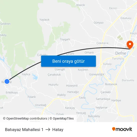 Batıayaz Mahallesi 1 to Hatay map