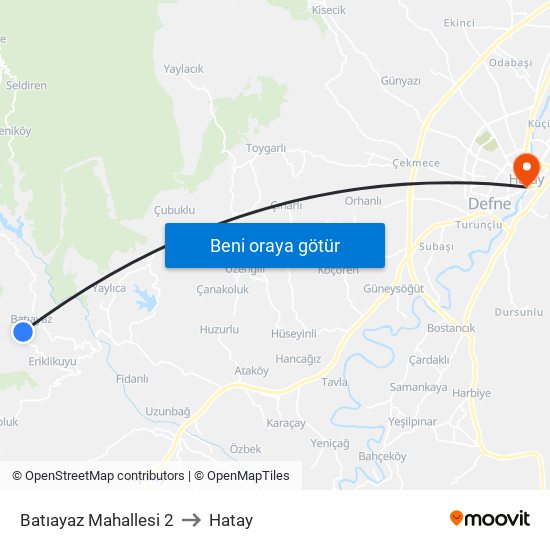 Batıayaz Mahallesi 2 to Hatay map