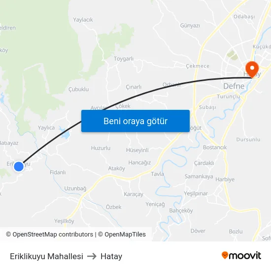 Eriklikuyu Mahallesi to Hatay map