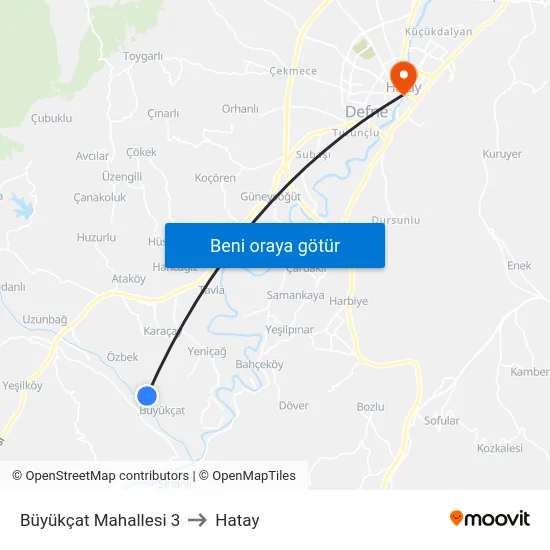 Büyükçat Mahallesi 3 to Hatay map