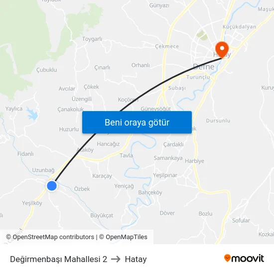 Değirmenbaşı Mahallesi 2 to Hatay map