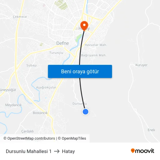 Dursunlu Mahallesi 1 to Hatay map