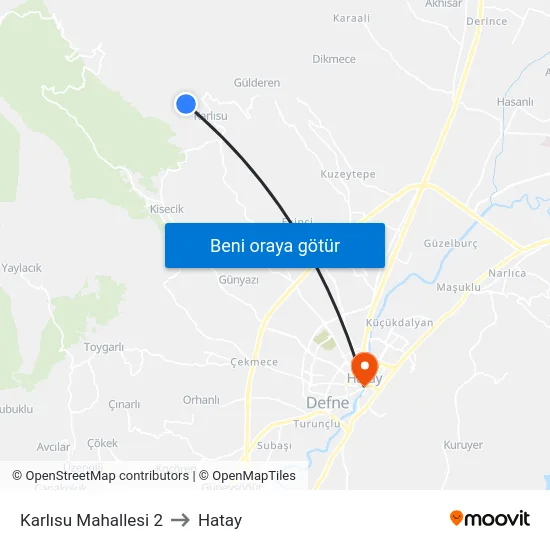 Karlısu Mahallesi 2 to Hatay map